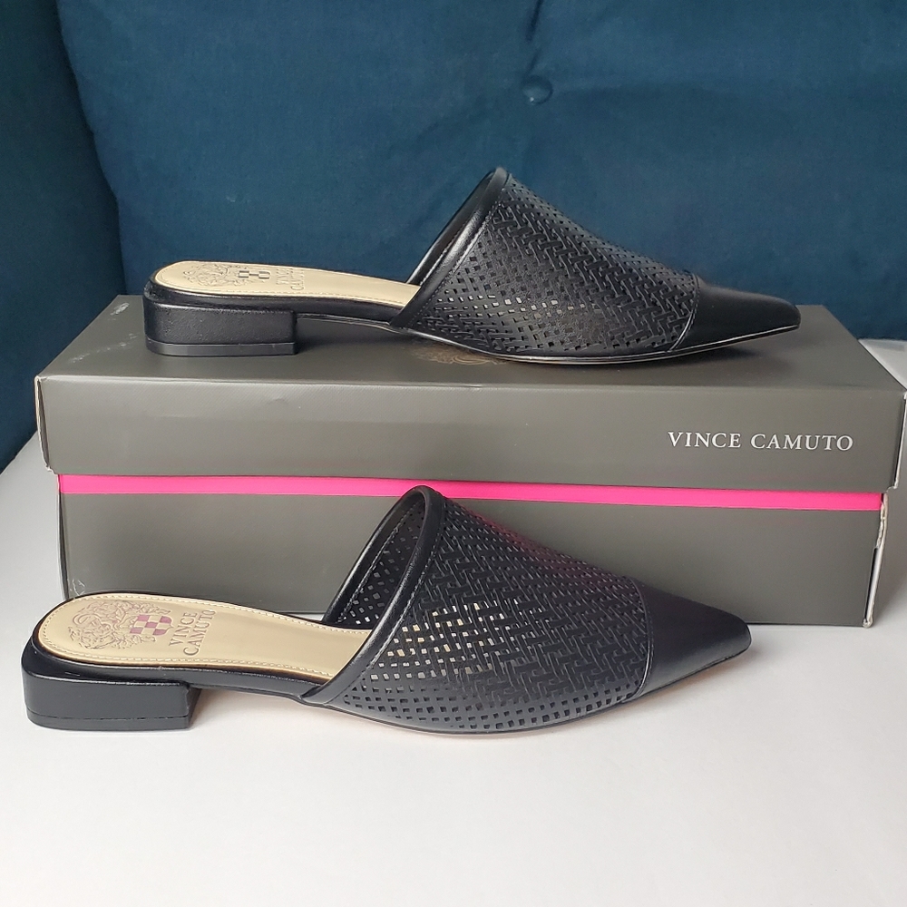 Vince Camuto Black Perforated Flats